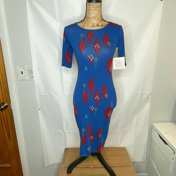 Women's Lularoe Julia Dress Size XXS 2XS Multi color Knee Length Stretch (1009) - Picture 10 of 10